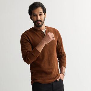 Men's Sonoma Goods For Life Top Size XXL Brown Long Sleeve Textured Henley Tee